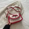 Bolsa de Axila Doce Ins Coreana Nicho Feminina Laço Francês Quadrada Pequena Bolsas Transversais Estampadas Novas