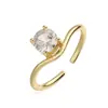 Anillo de Cobre Chapado en Oro de 18 Quilates con Circonita Aogu, Venta Cruzada Popular, Simple, Accesible, Lujo, Anillo Abierto Versátil Elegante de Nicho para Mujer