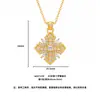 Collar sencillo con colgante de cruz y vajra de piedra preciosa cuadrada con incrustaciones de diamantes, chapado en oro vietnamita, que conserva el color, de lujo ligero italiano