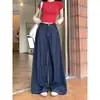 Jeans Retro Azules Sueltos de Pierna Ancha Estilo Hong Kong para Mujer, Pantalones Rectos de Cintura Alta para Otoño, Pantalones Largos de Estilo Perezoso hasta el Suelo, Pantalones Largos