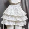 Saia de Bolo Puffy Doce Branco Puro Desejo Cintura Alta Pequena Afinando Renda Ballet Cintura Solta Meia Saia