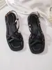 Sandalias Retro de Moda con Tiras Cruzadas y Punta Abierta para Mujer, Nuevo Estilo Verano 2024, Cómodos Zapatos Romanos Planos, Cómodo Estilo Coreano