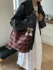 Bolsa Tote Xadrez Retrô para Mulheres 2025 Nova Bolsa de Ombro de Grande Capacidade Estilo Preppy Bolsa para o Dia a Dia Mochila Casual