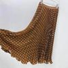 Verano 2025 Nuevo Estilo Falda de Gasa de Cintura Alta Ajustada Plisada de Lunares de Longitud Media Falda Femenina de Moda de Línea A