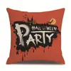 Funda de almohada de lino para Halloween, funda de cojín para reposacabezas impresa