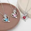 Colar de Rosa em Formato de Coração Mais Vendido da Wish, Design de Nicho de Luxo Leve com Pingente Cravejado de Diamantes, Sensação de Alto Padrão, Corrente para Clavícula que Não Desbota