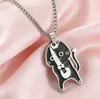 Lele Jewelry Aço Inoxidável Transfronteiriço Pingente Gato Samurai Preto Desenho Animado Fofo Corrente da Clavícula Gatinho Presente para Mulheres