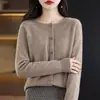 Suéter de Punto de Osmanthus, Abrigo Suéter de Cuello Redondo de Moda Suelto de Terciopelo Andy, Cárdigan de Color Sólido Listo para Usar para Mujer, Gris
