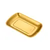Prato de Jantar de Aço Inoxidável 304 Prato Dourado Coreano para Lanches Prato Retangular para Churrasco Frango Frito Arroz Assado Prato para Pratos Frios Prato para Sobremesas