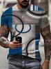 Moda transfronteiriça europeia e americana, impressão 3D, padrão, frisado, camiseta de manga curta, fonte, produtos de primeira mão, direto da fábrica