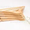 Loja de Roupas Madeira Maciça Verniz Cor Madeira Gancho Dourado Cabide Placa de Pendurar Foto Bebê Adulto Cabide de Roupas com Clipe Atacado