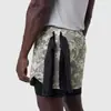 Nuevo Estilo Pantalones Cortos Deportivos de Músculo para Hombre Doble Capa Tejidos de Secado Rápido Camuflaje Fitness Deportivos Casuales Estilo Americano de Cinco Puntos para Hombre