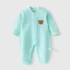 Macacão de Bebê Algodão Puro Classe A Romper Sem Costura Roupa para Engatinhar Recém-Nascido Roupa de Dormir Manga Longa Ajustada para Todas as Estações