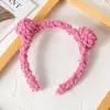 Linda Diadema de Oso de Lana de Cordero de Dibujos Animados Color Café Leche con Orejas para Lavado de Cara Pinza para el Cabello Diadema de Felpa de Otoño e Invierno Accesorios para la Cabeza Femeninos