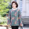 Ropa de Invierno para Madres de Mediana Edad y Mayores, Chaqueta Acolchada de Algodón con Forro Polar, Abrigo Grueso de Algodón Relleno de Plumón, Chaqueta Corta de Invierno Estilo Abuela con Estampado Floral Cálida de Algodón