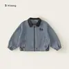 Ropa infantil Youbao chaqueta vaquera retro para niños con cuello camisero, top infantil de moda, chaqueta vaquera grande para niños, abrigo holgado para niñas