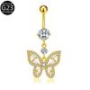 F136 Liga de Titânio Cobre Inlay Zircônia Borboleta Piercing de Umbigo G23 Piercing Unha de Umbigo Joia Comércio Exterior E-Commerce