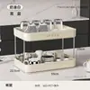 Suporte de Armazenamento de Copos Bancada Luxo Leve Mesa Dupla Camada Copo de Água Copo de Chá Prateleira à Prova de Poeira Bandeja Porta-Copos com Drenagem