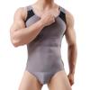 Estoque Disponível Maiô Esportivo Masculino Peça Única Atacado Transfronteiriço Tendência Sexy Nylon Cor Contrastante Roupas Fitness de Corrida