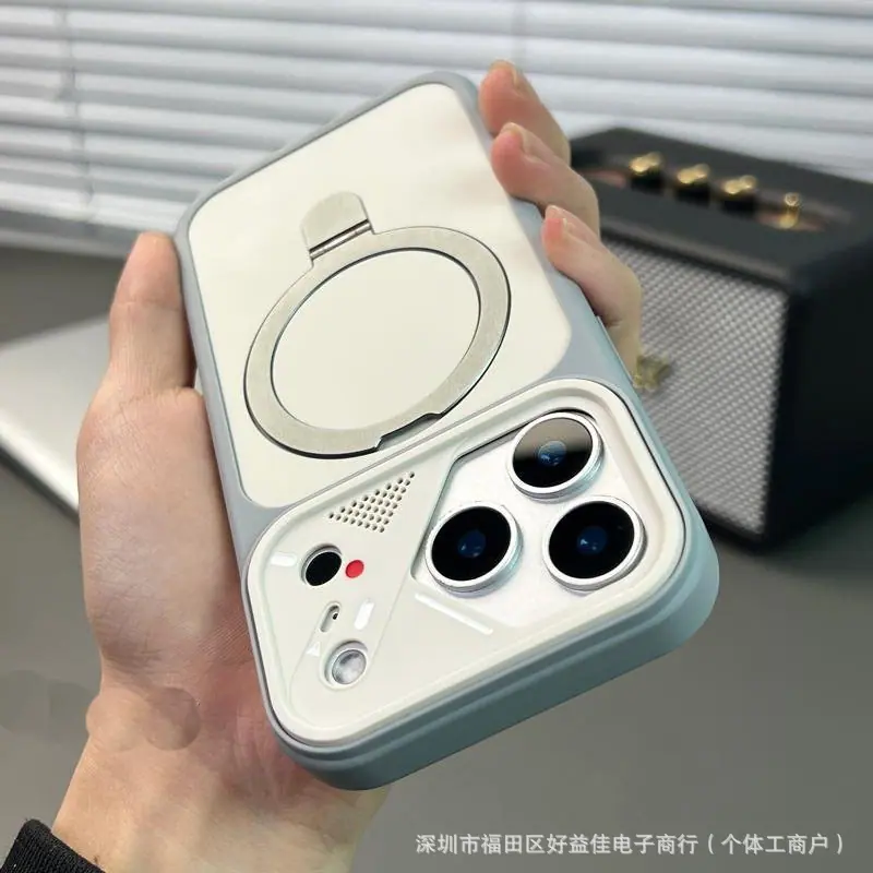 04_创意媚眼镜框【钛灰色-磁吸支架】双色肤感二合一壳