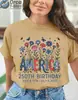 Tamanho Europeu 2026 Nova Camiseta Floral de Manga Curta para Mulheres - 250º Aniversário do Dia da Independência Americana