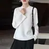 Suéter de punto de lana pura con cuello semiabierto, estilo de lujo ligero y elegante para mujer, jersey, corte ajustado, suéter cálido como capa base, modelo nuevo