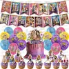 Set de Decoración para Fiesta de Cumpleaños Temática de Hannah Transfronterizo con Banderines, Banderas, Adornos para Pastel y Globos