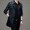 Otoño 2026 Nuevo Gabardina para Hombre Tendencia de Negocios Chaqueta de Longitud Media Casual de Doble Botonadura para Hombre Ropa de Hombre