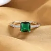 Venta caliente transfronteriza joyería micro incrustación circonita anillo cuadrado esmeralda retro anillo de compromiso simple europeo y americano femenino
