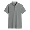 Nova camisa polo casual de algodão puro para o verão de 2022, gola com fenda, leve luxo, cor sólida, manga curta, estampada, publicitária, cultural