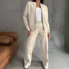 Estación independiente transfronteriza 2024 Europa y Estados Unidos comercio exterior nuevo conjunto de dos piezas para mujer casual de otoño e invierno con cremallera y pantalones de pierna ancha