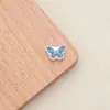 Agujero pequeño largo no se decolora aleación accesorios DIY mariposa esmalte quemado azul cloisonné mariposa flor de amor accesorios para collar