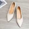 Zapatos Casuales de Moda de Punta Versátiles de Tacón Alto 2026 Primavera y Otoño Nuevos Zapatos de Piel Suave Estilo Hada para Mujer para Uso Exterior en Verano