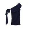 Vestido Coreano de Puro Deseo de un Hombro para Mujer, Estilo Verano, Ajustado, Ceñido a la Cintura, Sin Mangas, Corto, Vestido Bodycon