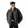 Chaqueta de cuero holgada estilo Ins para hombre, elegante diseño de primavera, chaqueta de cuero PU retro americana a la moda, chaqueta impermeable para motocicleta para hombre