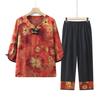 Ropa de verano de abuela, traje para mujeres de mediana edad y mayores, ropa de madre, ropa holgada de dos piezas para mujeres de 70 y 80 años.