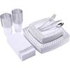 175 Piezas Diamante Cuadrado Plástico Borde Dorado Cuchillo, Tenedor y Cuchara Taza Plato Cuadrado Blanco Ps Toalla de Papel Libre de Polvo Plato Desechable para Cena