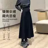 Falda de maternidad para otoño e invierno, nueva falda de lana línea A de cintura alta con soporte para el vientre, disimula el vientre, adelgazante, adecuada para ropa exterior, cubre las piernas