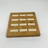 Estante de almacenamiento de anillos de tela de gamuza de madera de bambú personalizado, juego de exhibición de anillos de 12 ranuras, accesorios de exhibición