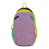 Mochila Ligera de Bloques de Color Color Macarrón Japonés Tela Lavada Plisada Bolso para Viajes Diarios Escolares Mochila Pequeña Simple Femenina