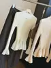 Top de punto francés suave y dulce con manga acampanada para mujer, nuevo estilo de otoño, estilo coreano, dobladillo con volantes, capa base interior