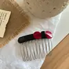 Pente de Cabelo Simples de Acetato Estilo Coreano com Laço, Pente de Cabelo Elegante, Presilha para Franja Sem Costura, Pente para Franja, Grampo de Cabelo