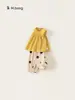 Conjunto de Roupa Infantil Bangxuan Huzhou Zhili: Top Liso Sem Mangas e Calça Jogger de Bolinhas para Meninas, Conjunto Moderno de Duas Peças