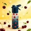 Vaso de Agua de Plástico con Spray, Gran Capacidad, Vaso Portátil para Exteriores, Popote Escarchado Degradado, Vaso de Plástico con Spray para Hidratación