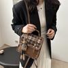 Bolso de Estudiante de Moda Vintage de Color Contraste 2025 Nueva Mochila Casual de Moda Textura a Cuadros Estilo Occidental Bolso de Mujer