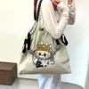 Bolsa de Lona Bolso de Hombro Bordado Bolso Cruzado de Dibujos Animados Bolso de Mano de Moda Bolsa de Gran Capacidad Bolsa de Lona para Mujer con Cremallera