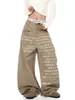 Calça de Pierna Larga Jeans com Estampa de Letras Americano Quente Europeu e Americano Cross-Border Hip-Hop Calças Largas Femininas Figura em Pera Calças Largas Tendência