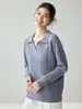Suéter de cachemira tejido a punto de ochos completo para mujer, cuello polo semiabierto, manga larga, prenda de punto casual y versátil para otoño e invierno