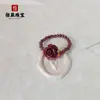 Anel de Cinábrio Pedra Bruta Contas de Areia Dourada Roxa Anel de Flor de Rosa Pixiu Anel Elástico de Espinélia Fornecimento Ao Vivo