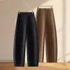 Calça de Outono/Inverno Customizada de Cintura Alta com Pernas Largas para Mulheres, Emagrecimento, Bom Caimento, Perna Reta, Calça Casual Solta, Versátil para o Trabalho, Eventos